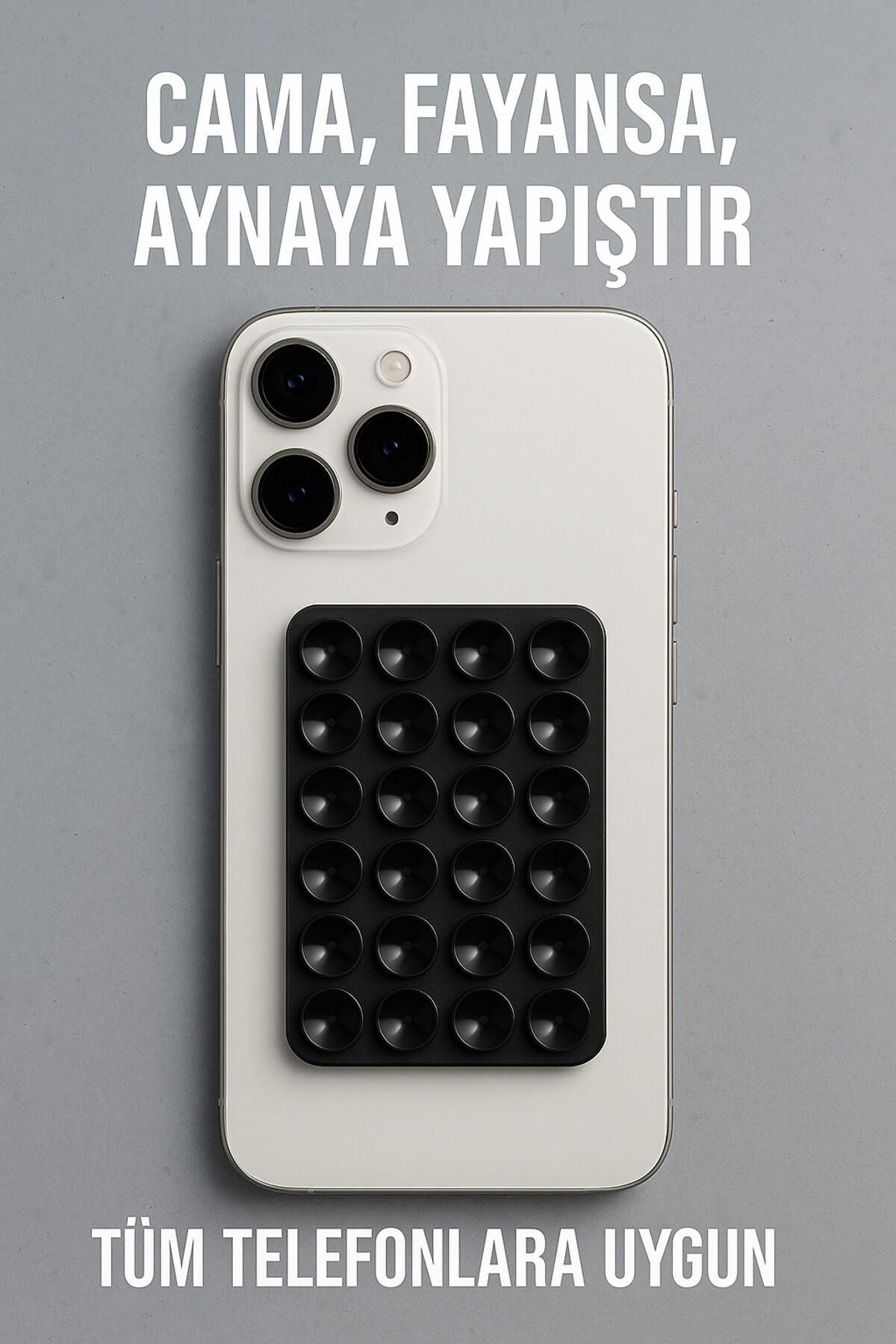 Telefon Tutucu Vantuz Slikon Vakumlu Cep Telefonu İçin Yapışkanlı Kaymaz Tutucu Cama Yapışan Siyah