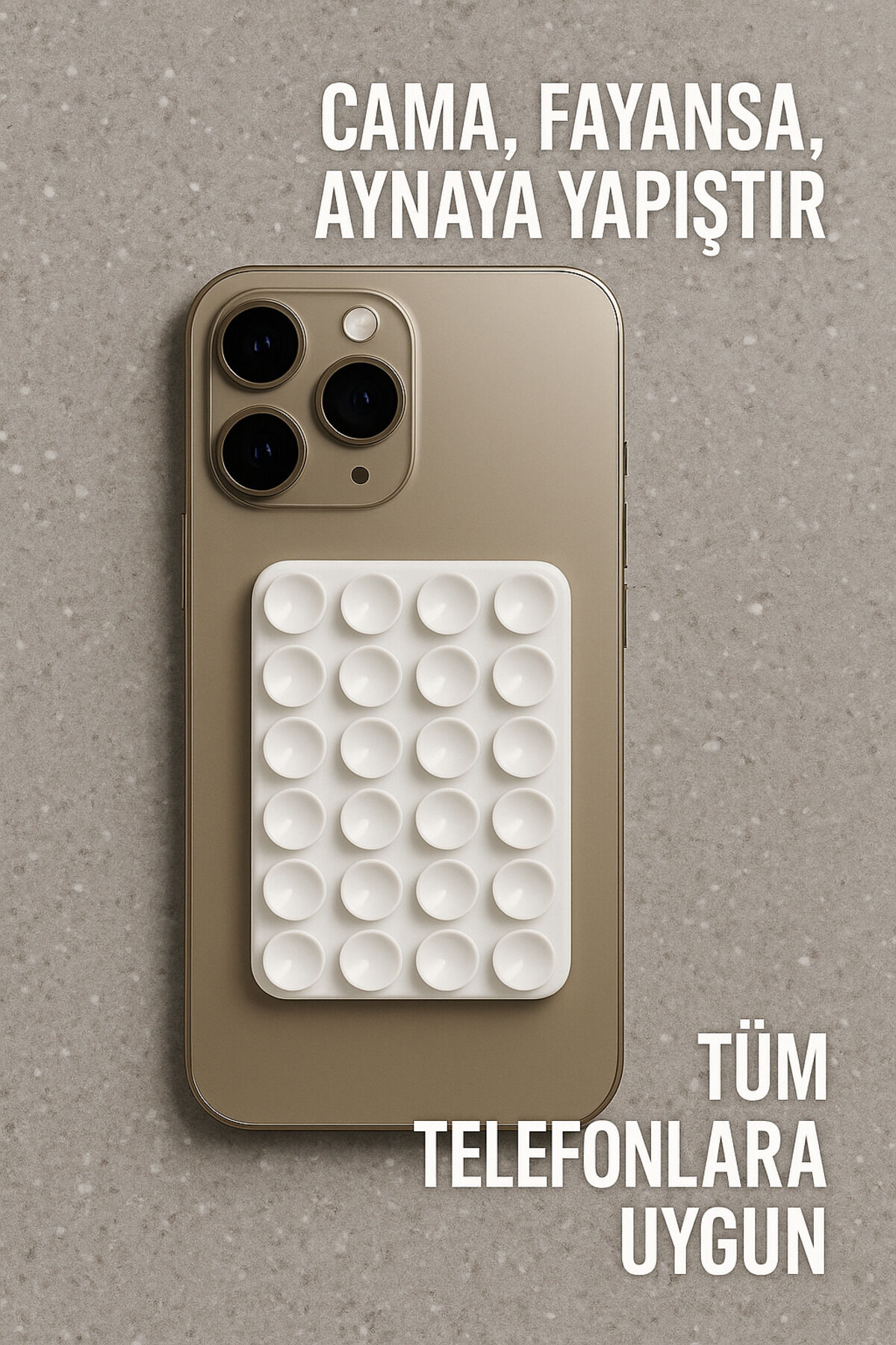 Telefon Tutucu Vantuz Slikon Vakumlu Cep Telefonu İçin Yapışkanlı Kaymaz Tutucu Cama Yapışan Beyaz