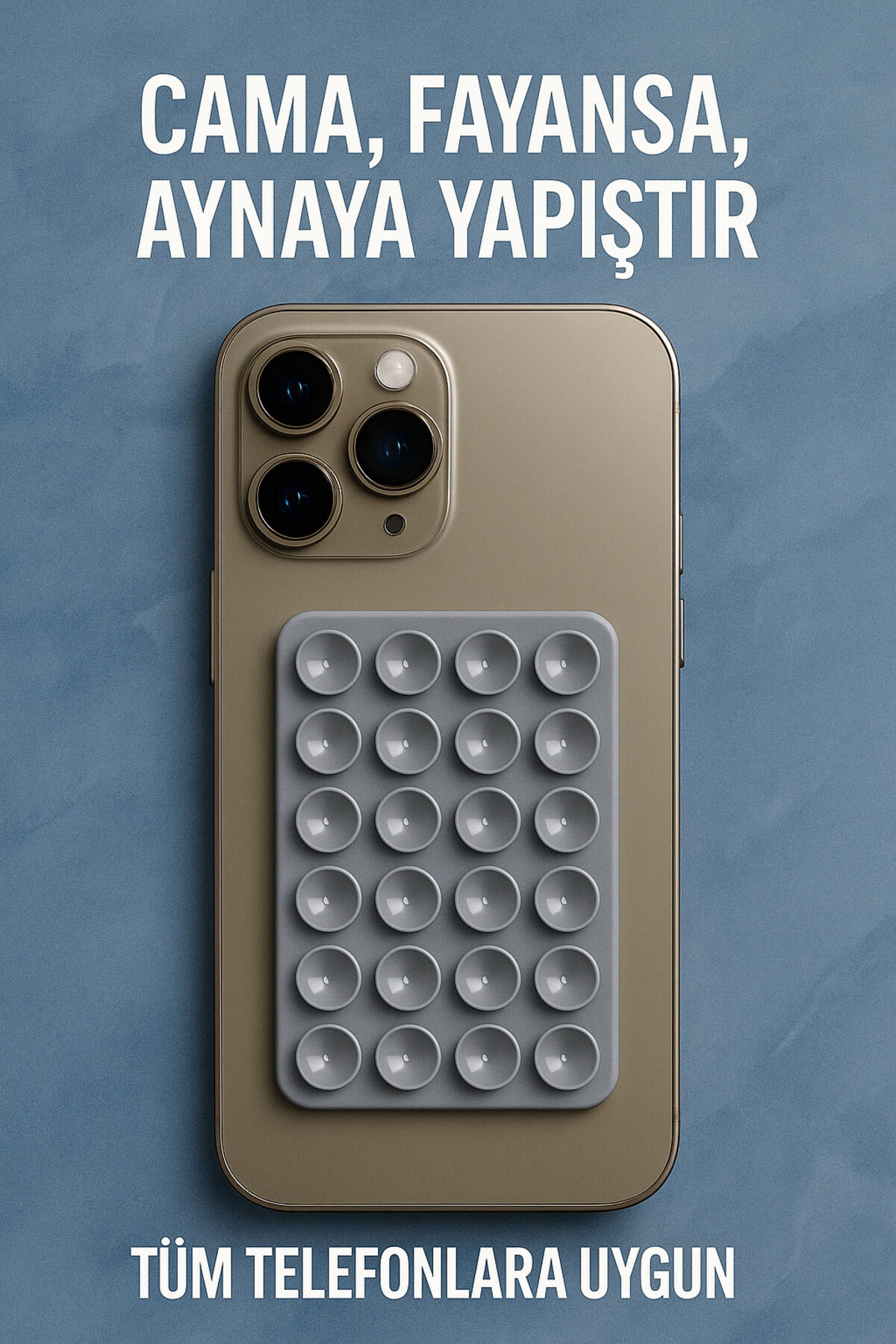 Telefon Tutucu Vantuz Slikon Vakumlu Cep Telefonu İçin Yapışkanlı Kaymaz Tutucu Cama Yapışan Gri