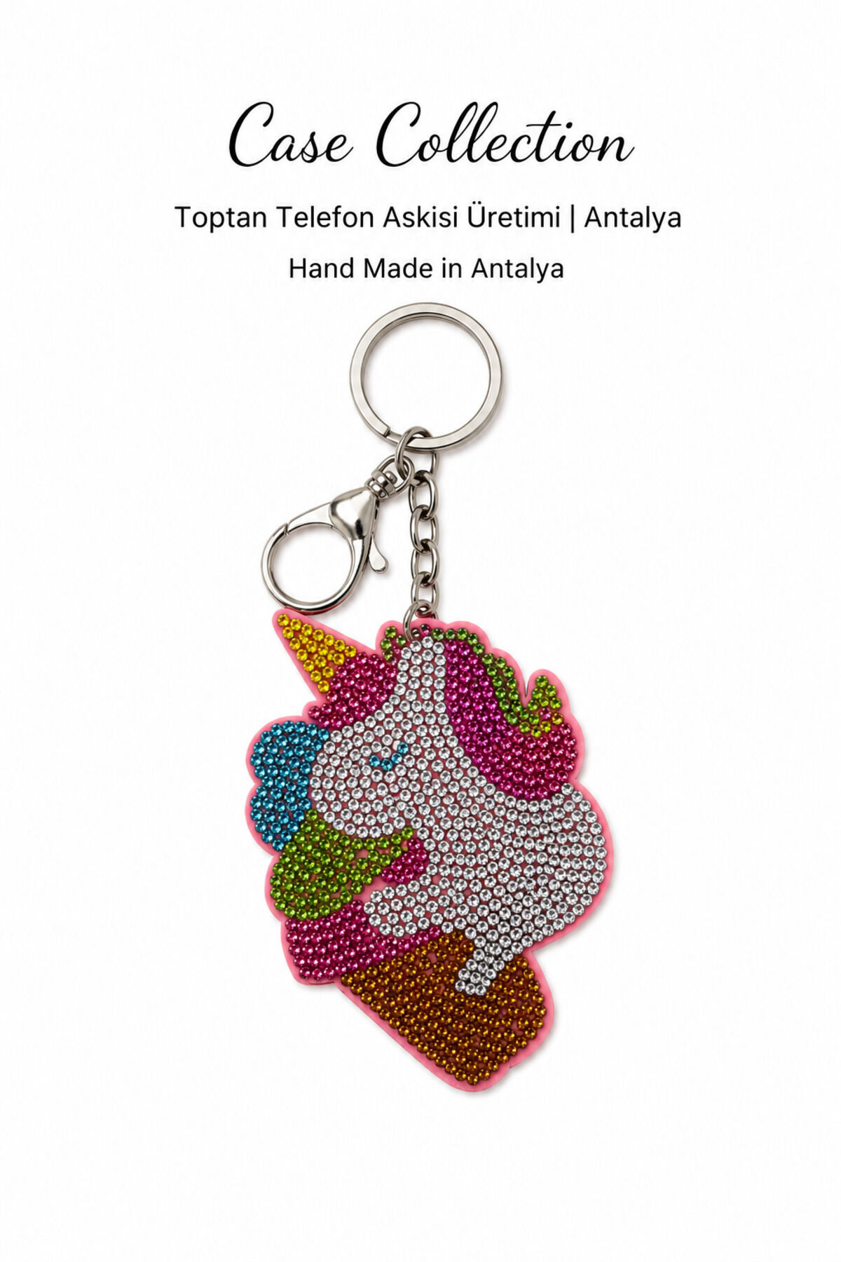 Taşlı Charm Anahtarlık Süs Çanta Aksesuarı Mor