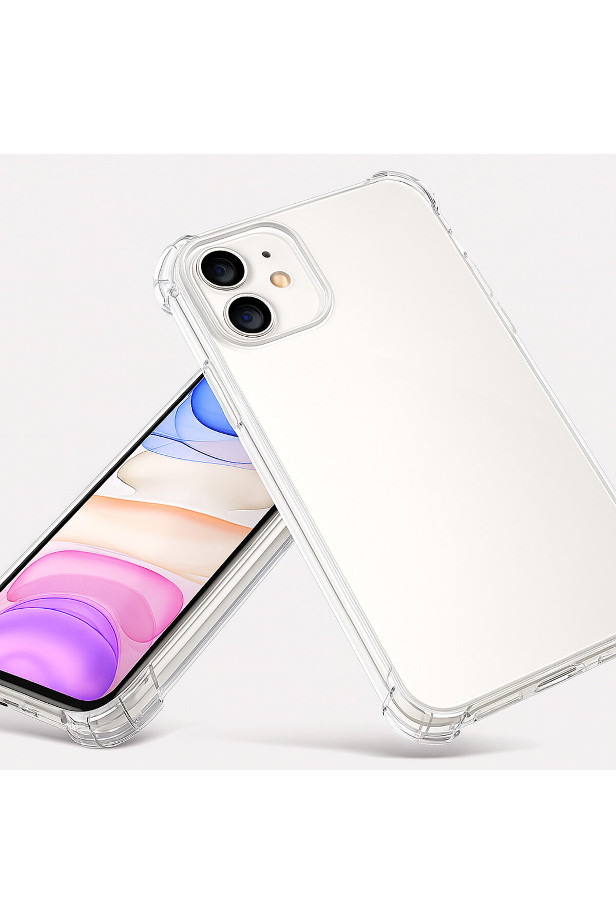 iPhone 11 Uyumlu Şeffaf Sert Arka Kapak Kılıf – Darbe Emici Köşe ve İnce Tasarım Gümüş