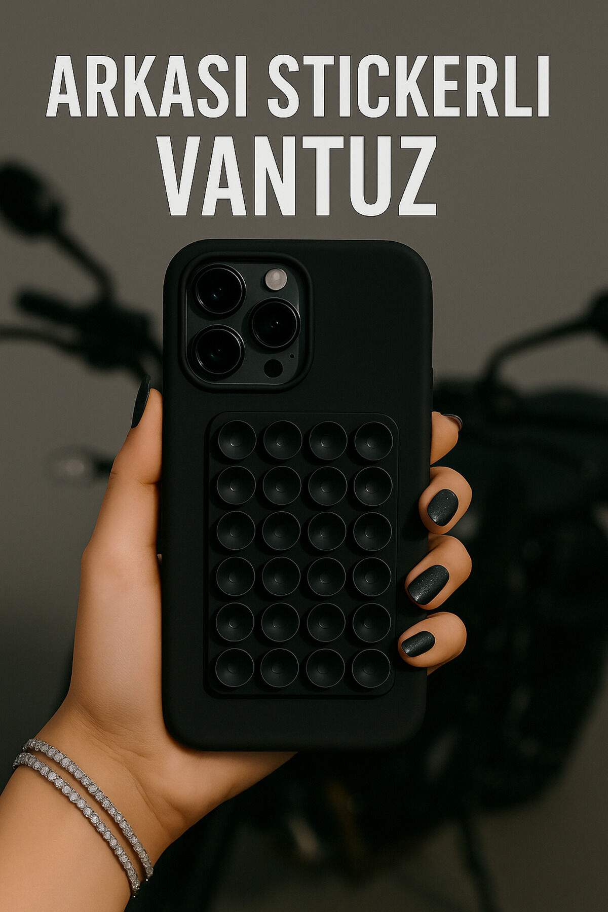 Vantuzlu Telefon Tutucu Slikon Araba Ayna Yapıştır Tüm Modellerle Uyumlu Siyah