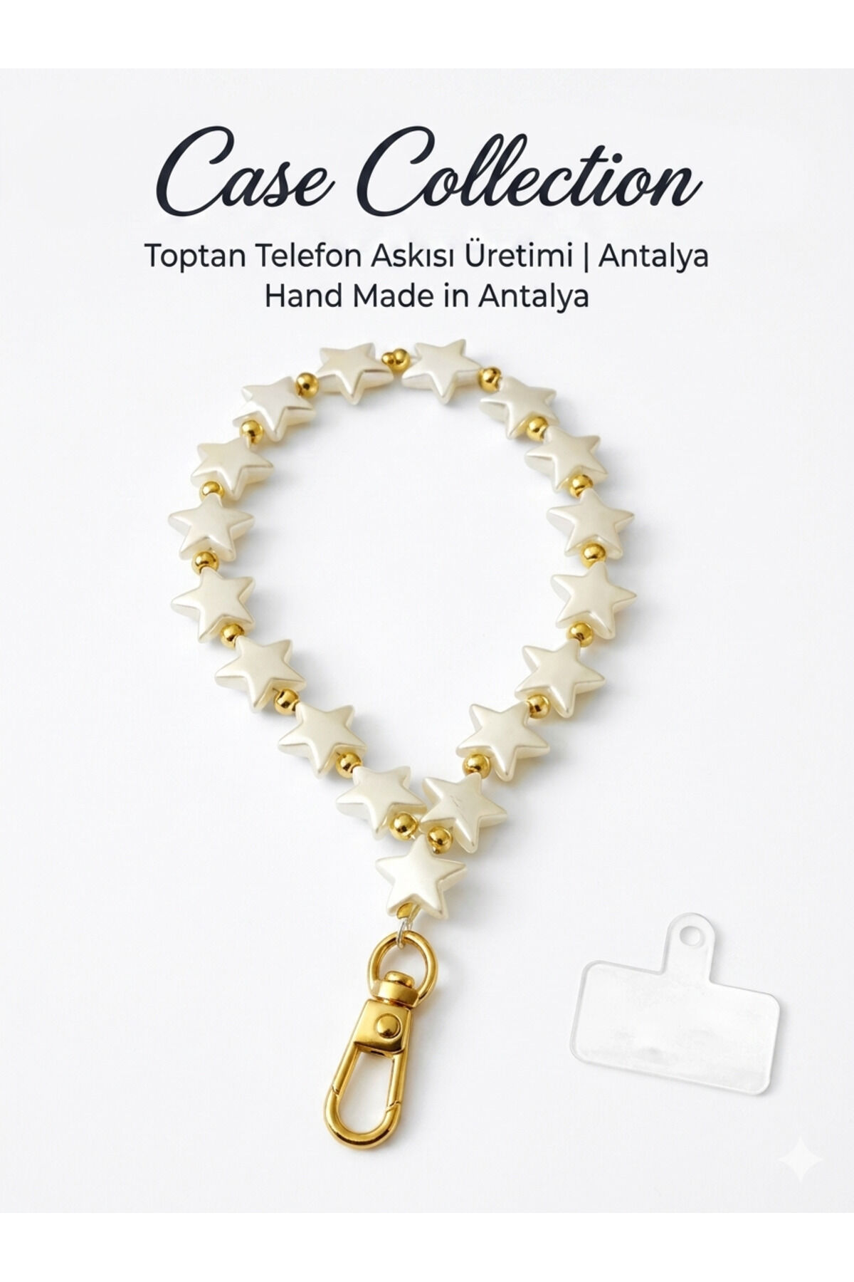 Telefon Askısı Telefon İpi Boncuklu Charm İncili Bileklik Aparatlı Kullanım Tüm Modellere Uygundur Yıldız