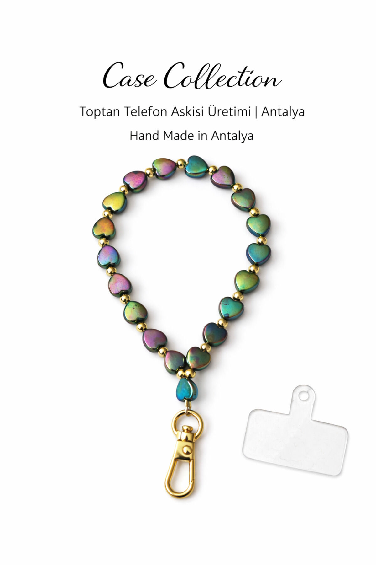 Telefon Askısı Telefon İpi Boncuklu Charm İncili Bileklik Aparatlı Kullanım Tüm Modellere Uygundur Metalik