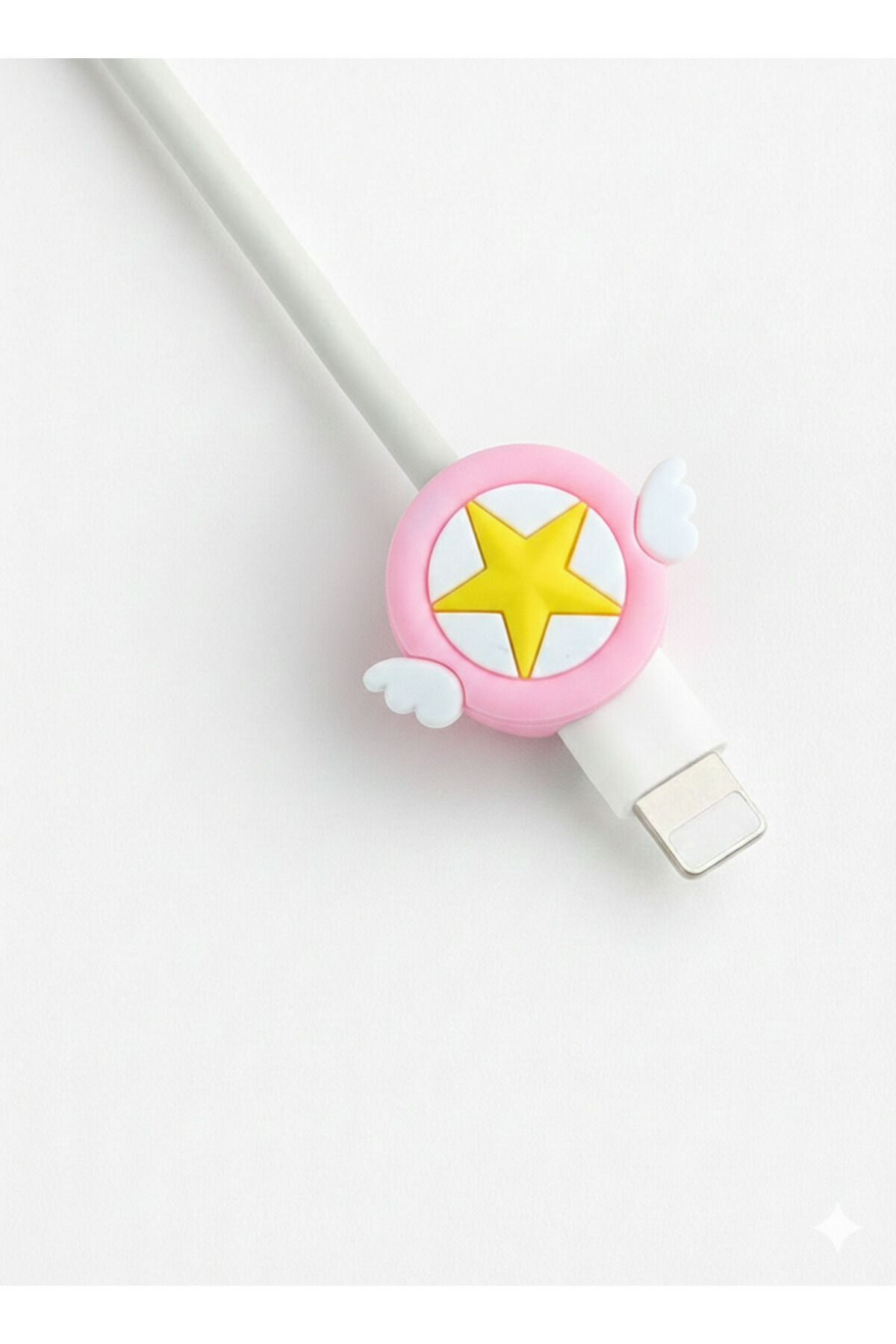 Sevimli Figürlü Slikon Kablo Ucu Koruyucular Şarj Typc Lightning Pembe Yıldız
