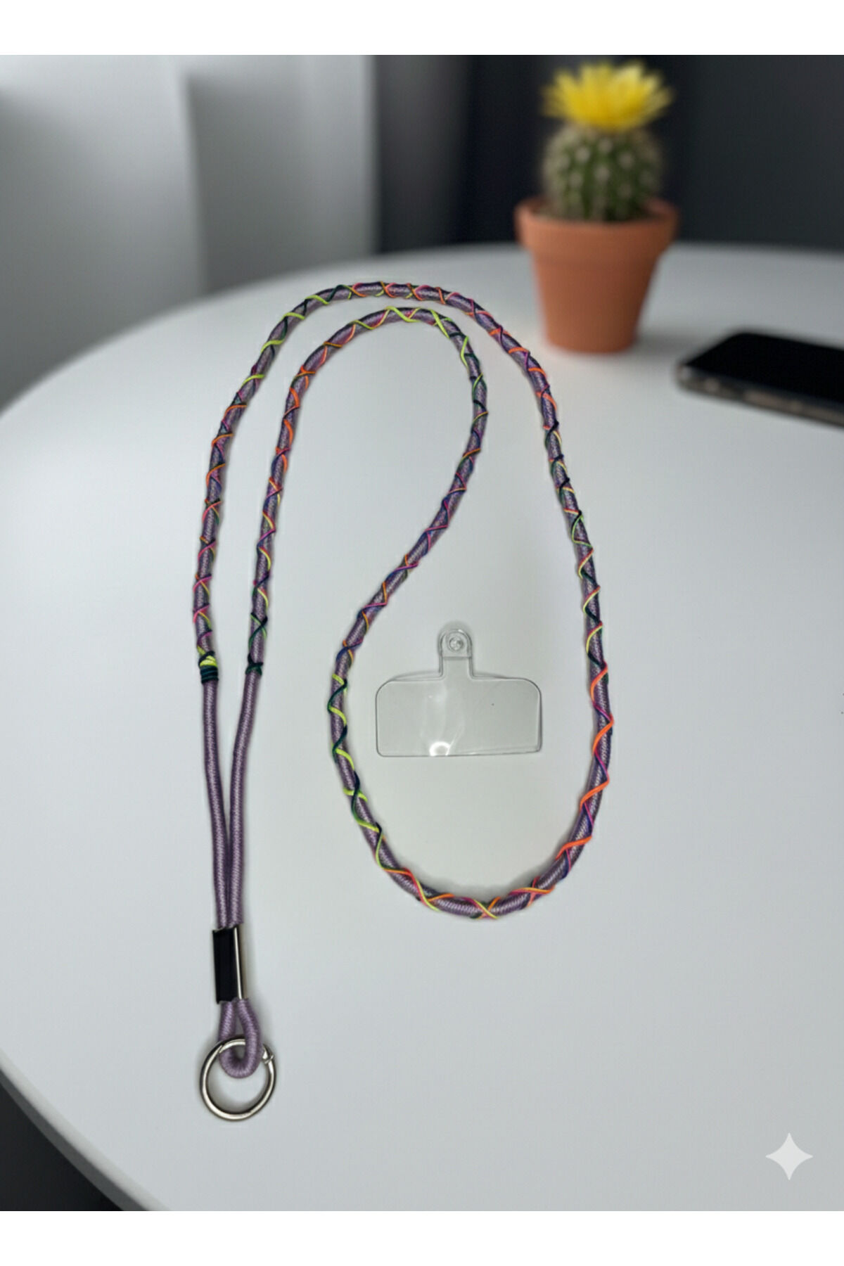 Telefon Askısı Çapraz Kullanım Aparatlı Telefon Tutucu Kaliteli Desenli İp Strap Lavanta - Mix