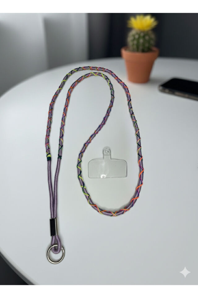 Telefon Askısı Çapraz Kullanım Aparatlı Telefon Tutucu Kaliteli Desenli İp Strap Lavanta - Mix