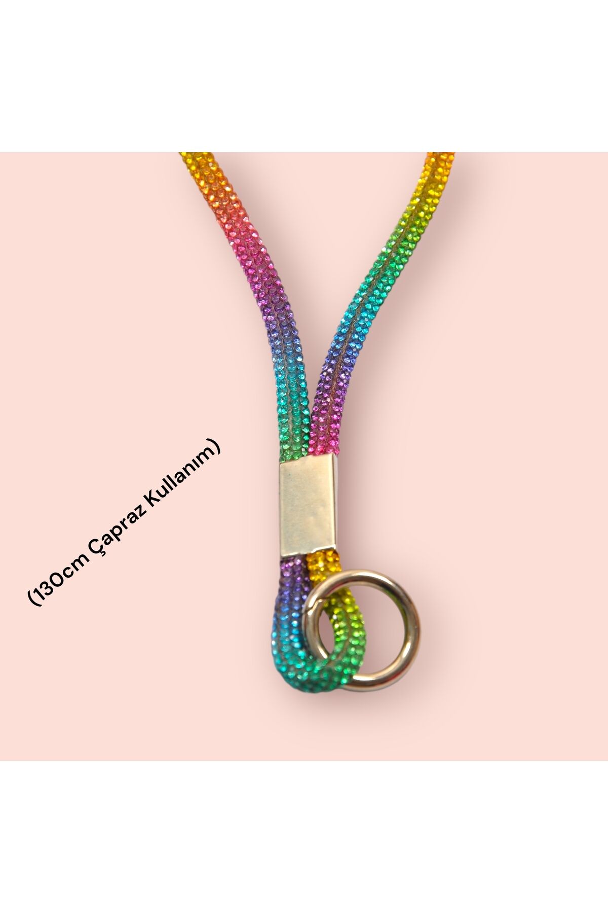 Telefon Askısı Boyun İpi Charm Çapraz Strap 130cm Gökkuşağı