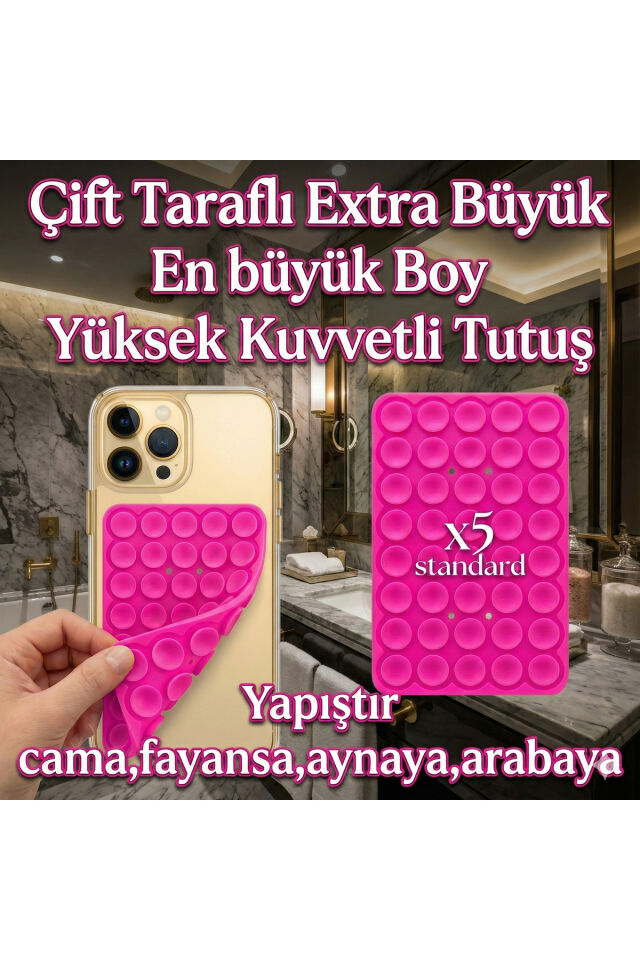 Büyük Telefon Tutucu Çift Taraflı Vantuz Ultra Kuvvetli Araç Tutucu Slikon Vakum Metalik