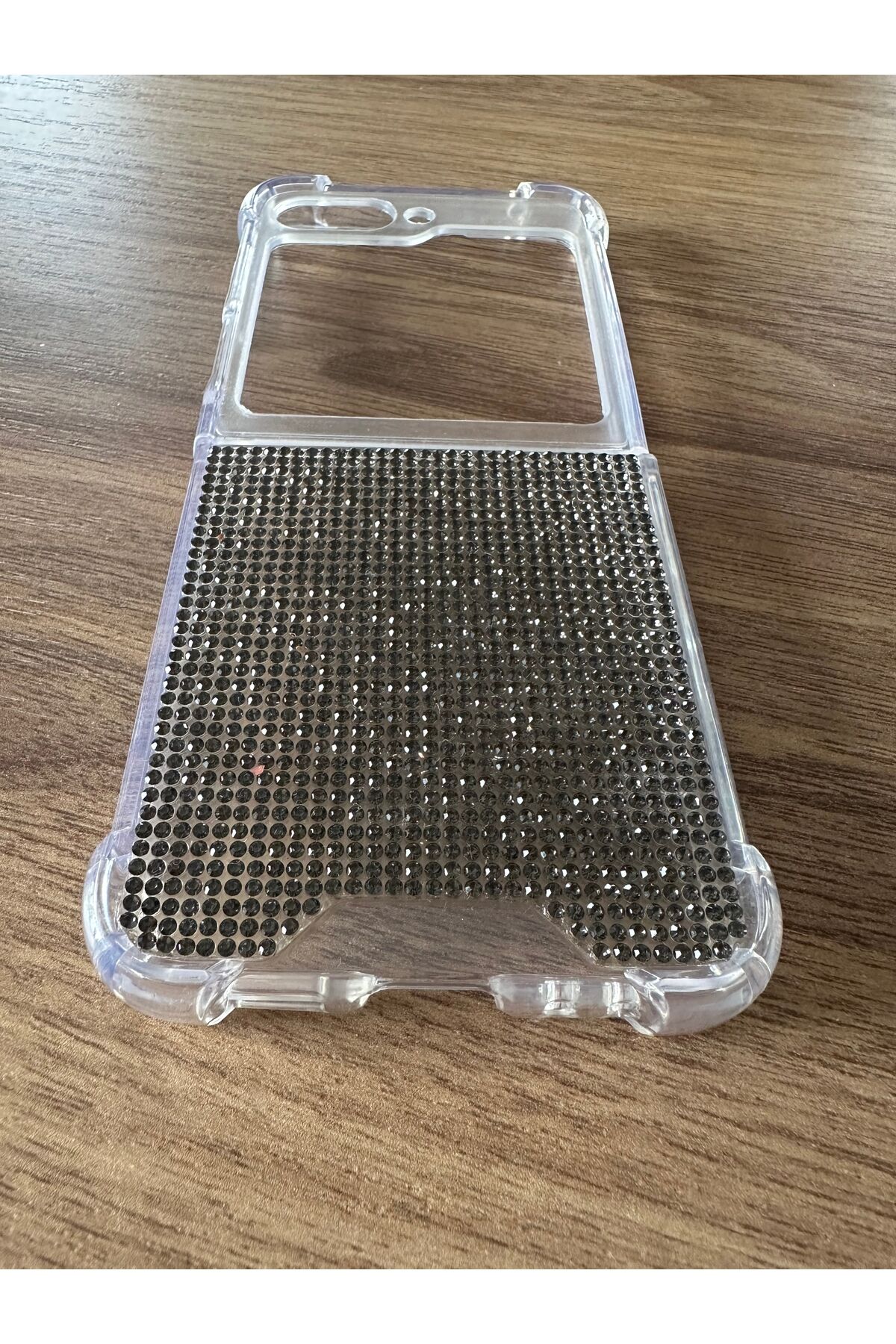 Samsung Galaxy Flip 5 Uyumlu diamond taşlı kapak korumalı Siyah