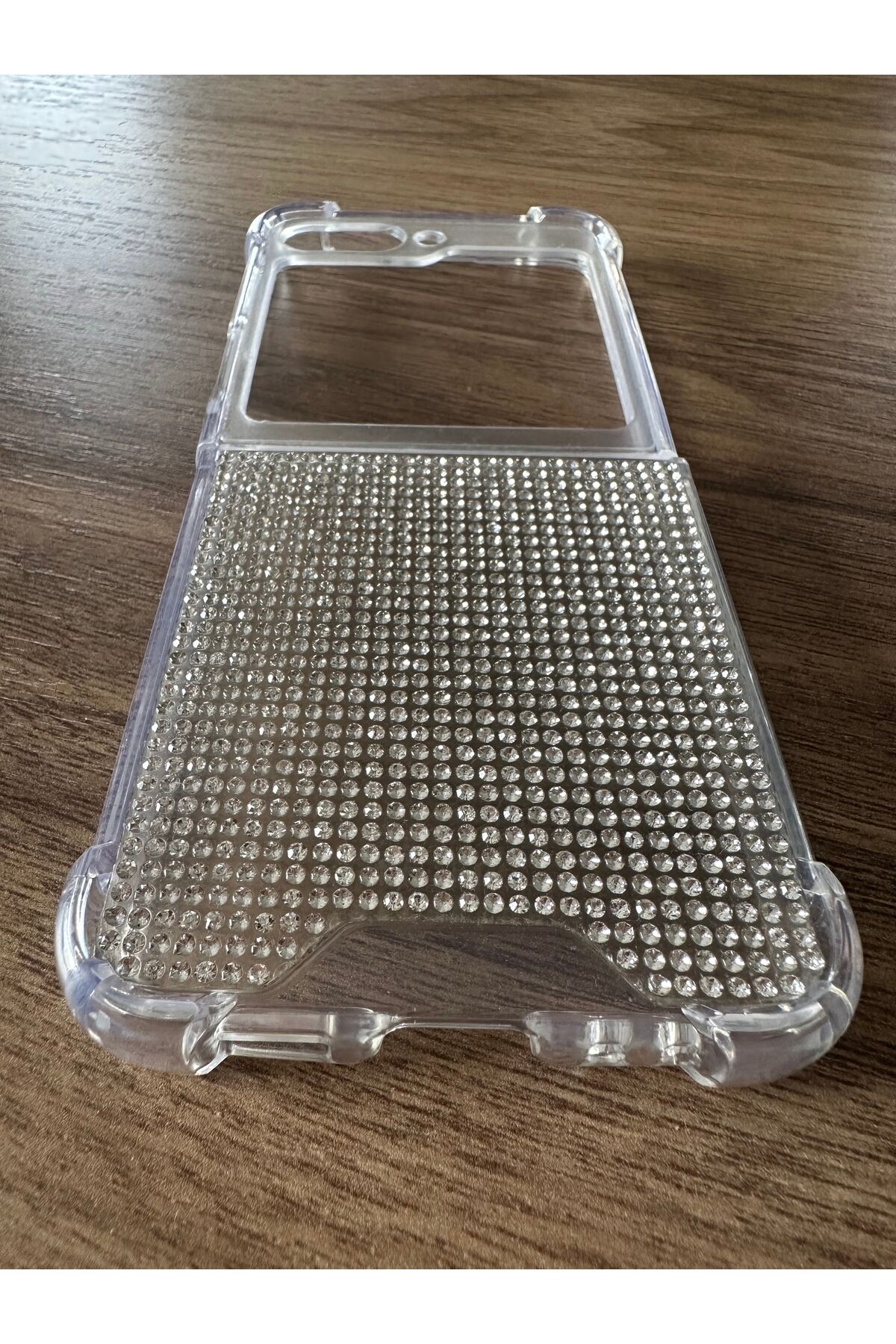 Samsung Galaxy Flip 6 Uyumlu diamonds taşlı kapak korumalı Beyaz