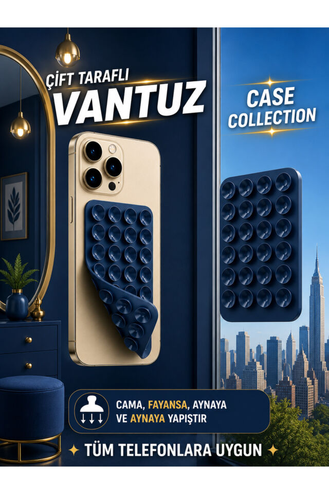Slikon Çift Taraflı Vantuz Telefon Tutucu Vakum,Cama Yapışan Çift Taraflı Koyu Lacivert