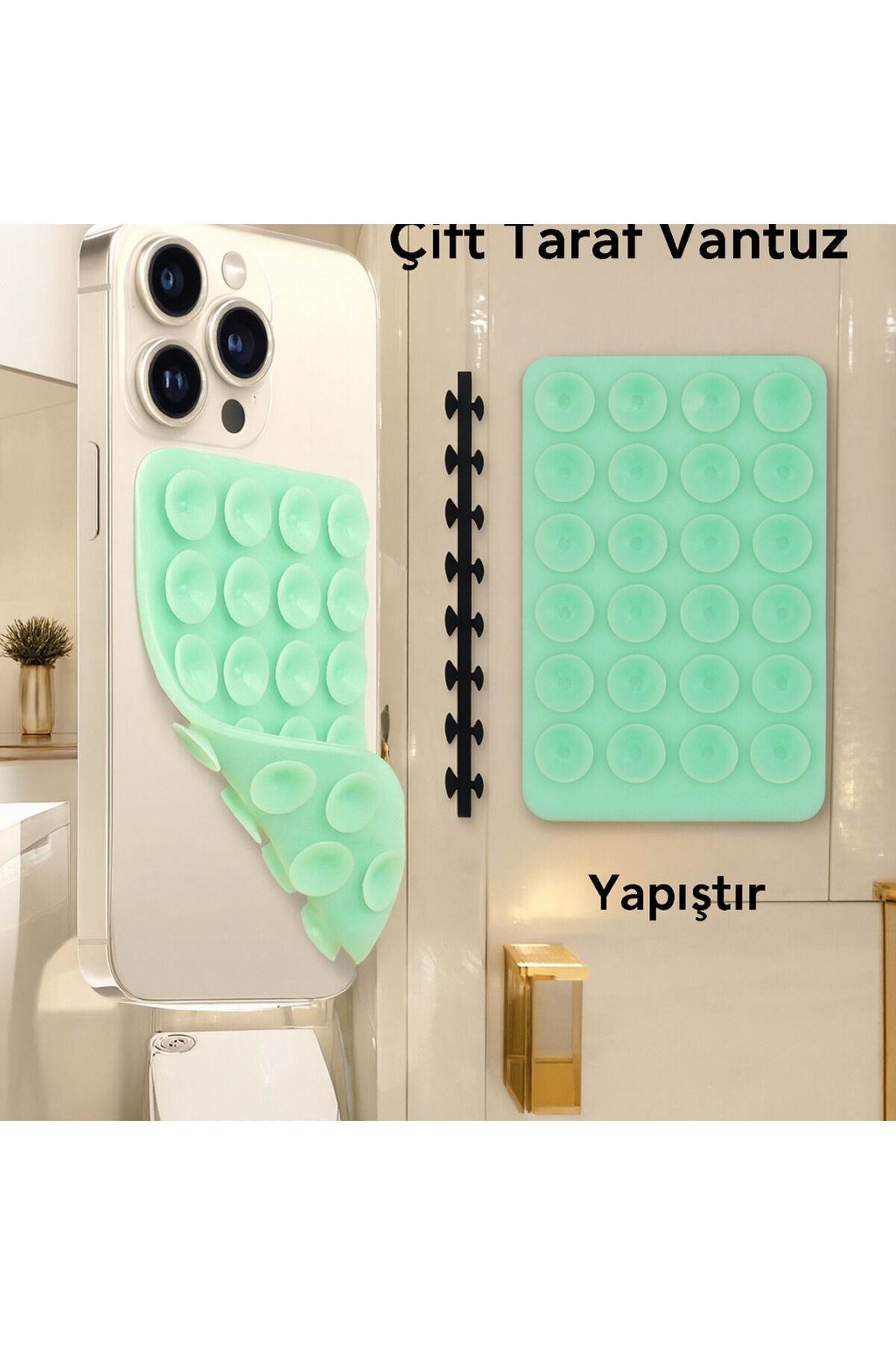 Slikon Çift Taraflı Vantuz Telefon Tutucu Vakum,Cama Yapışan Çift Taraflı Mavi